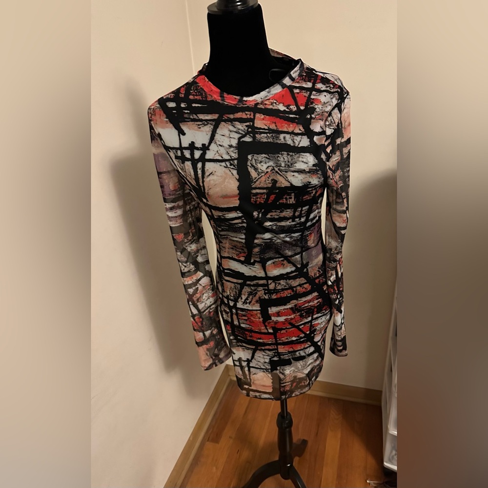 Meshed lined mini dress